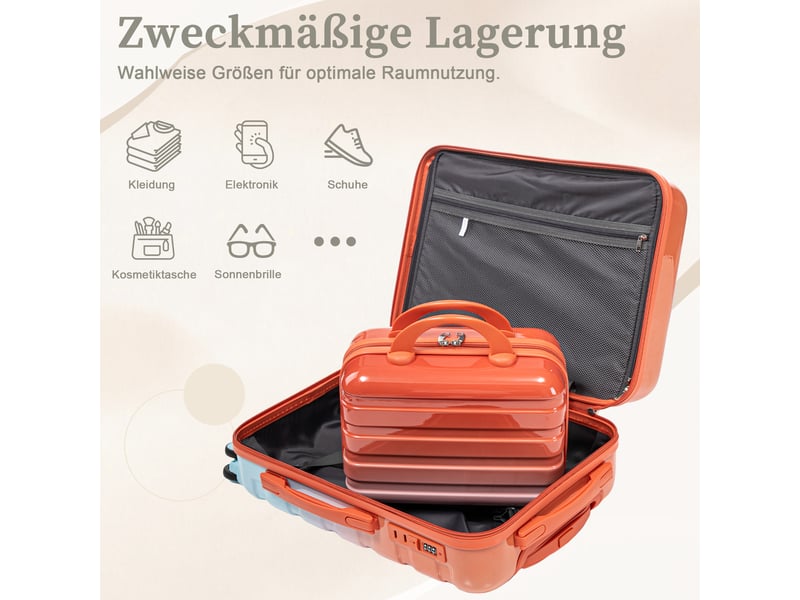 Set de valises rigides,20 pouces avec vanity 14 pouces,avec serrure,polycarbonate,rouge  - Conforama E