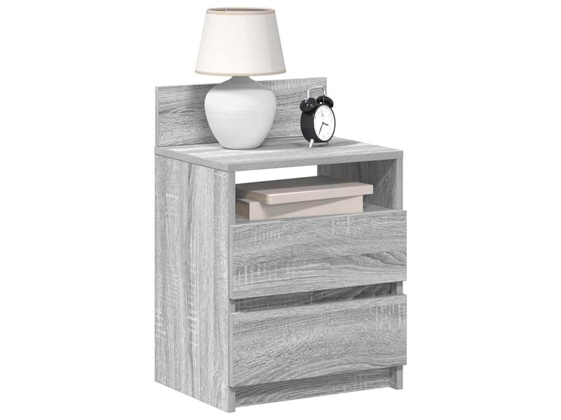  Tables de chevet 2 pièces avec 2 tiroirs gris sonoma 40x33x60 cm  - Conforama B
