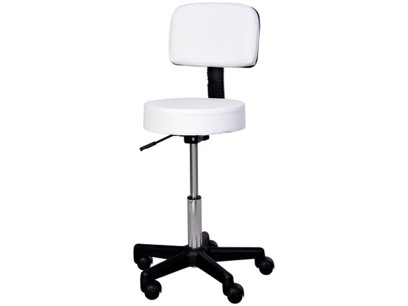  Tabouret de travail pivotant avec dossier, réglable 72-84 cm, blanc, ø35 cm  - Conforama A