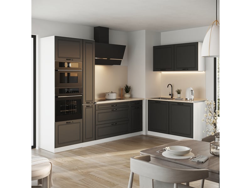  Vicco cuisine en angle, anthracite campagneblanc, 230 x 120 cm sans plan de travail  - Conforama C