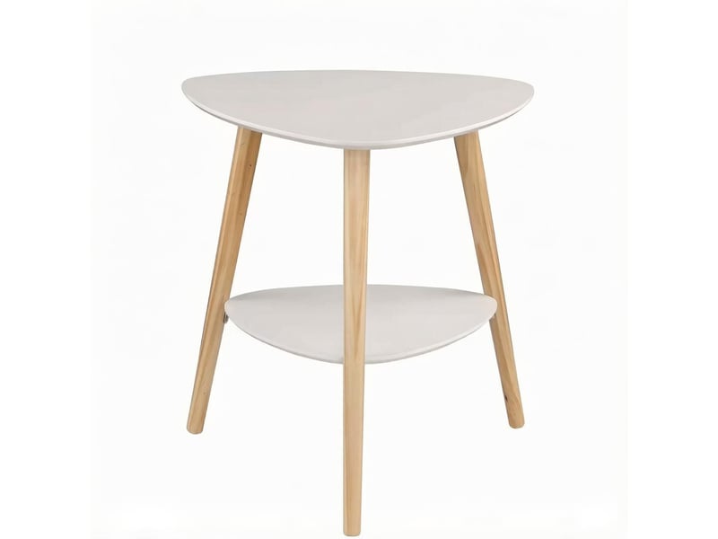  Table de chevet avec 2 étagères de rangement pour chambre en mdf et bois massif 50×40×55 cm blanc  - Conforama A