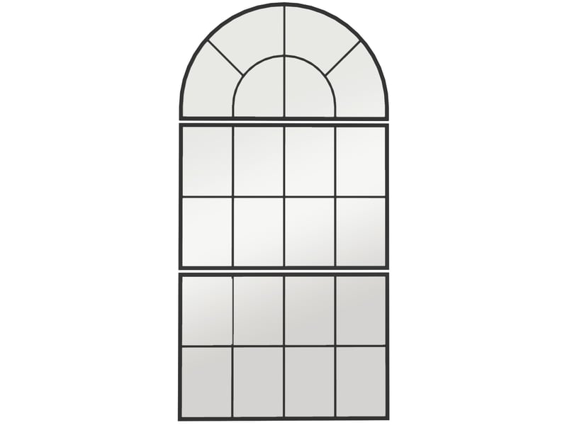 Miroir mural triptyque noir en verre 4 mm avec cadre métal, style fenêtre décoratif pour salle de bains et salon - Conforama A