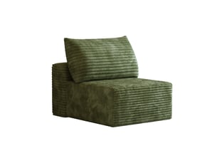 Fauteuil 1 place vert en velours côtelé, canapé modulaire sans montage, 70x95x83 cm