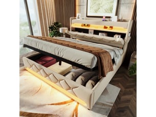 Lit coffre 140x190 cm <strong></strong> <strong>Fay Lum</strong> coloris beige