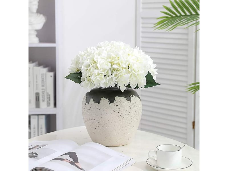  Fleur d'hydrangea artificielle de, 5 pcs simples longues soie tige 6,3 pouces tête hortensia bouquets pour le mariage, la maison, hôtel, décoration de fête, arrangement floral(blanc)  - Conforama B