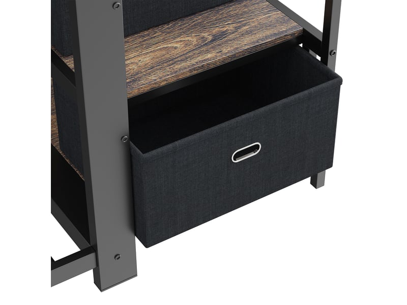 Lit superposé adulte 90x200 cm noir avec escalier, rangement, led et prises Fay Lum - Conforama W