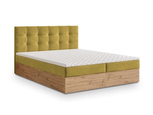 Lit avec rangement 140x200 cm <strong>MASSENO</strong>  <strong></strong> coloris jaune