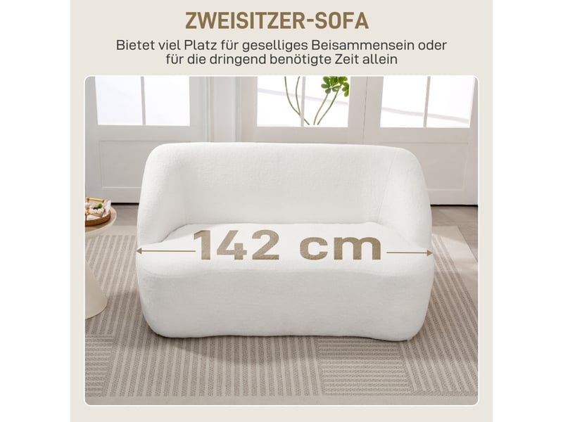  Canapé 2 places, canapé de salon, crème, pour salon, pour chambre, en tissu polaire  - Conforama E
