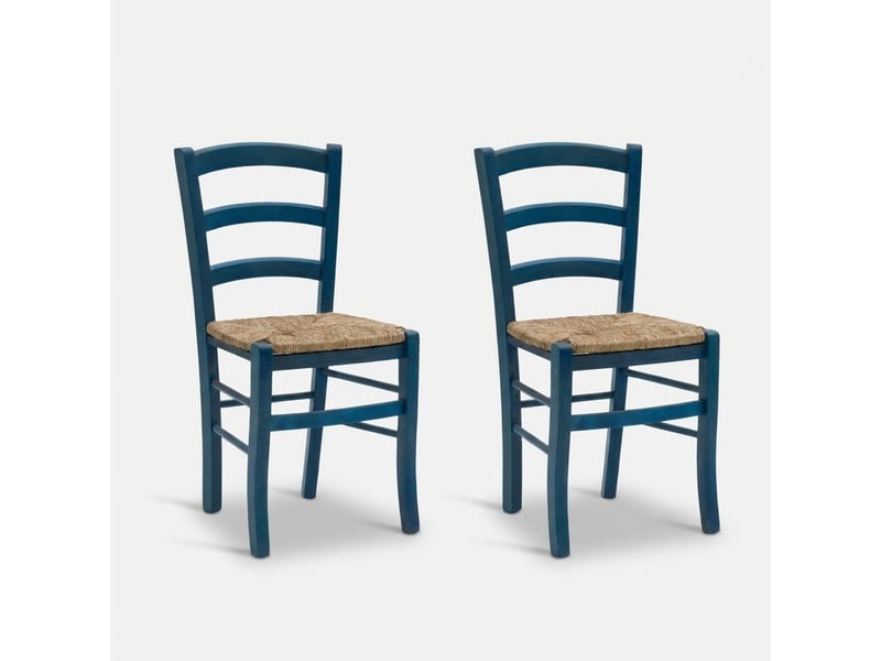  Lot de 2 chaises de salle à manger en bois massif anna - bleu  - Conforama A