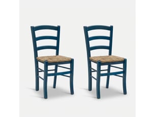 Lot de 2 chaises de salle à manger en bois massif anna - bleu