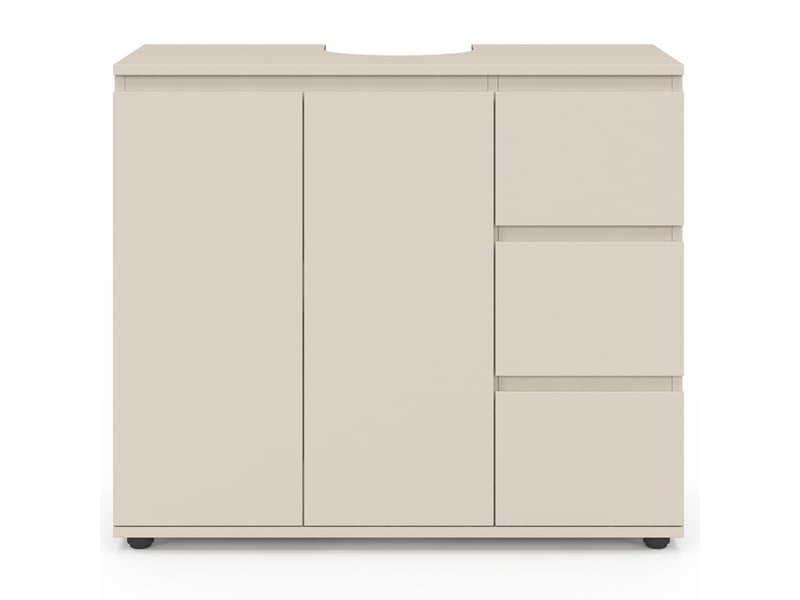  Meuble sous lavabo salle de bain tomi avec placard et 3 tiroirs beige  - Conforama C