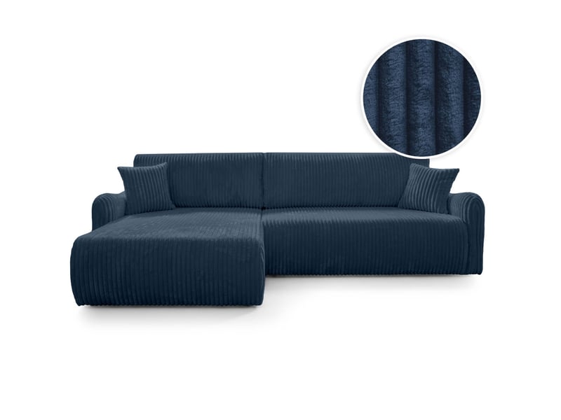  Apoline - canapé d'angle réversible convertible 4 places avec coffre en velours côtelé épais  - Conforama A