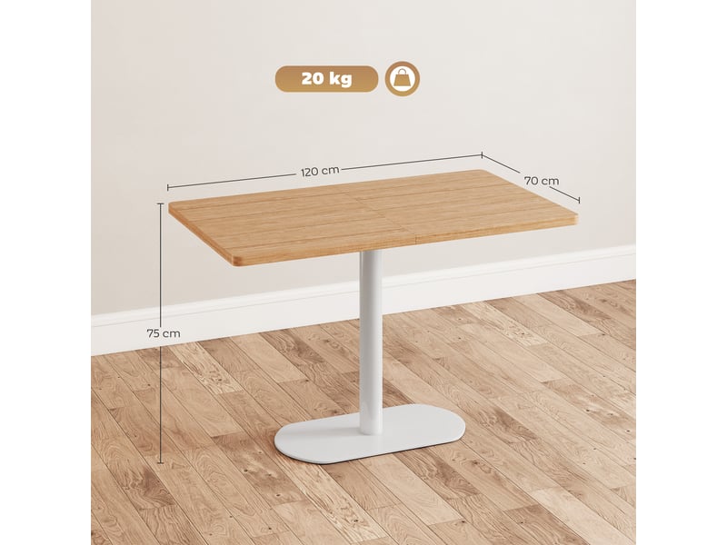  Table à manger, table de cuisine panneau de particules, métal chêne 120x70x75cm  - Conforama E
