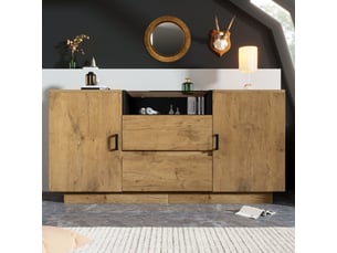 Buffet 2 porte(s)  2 tiroir(s) <strong></strong> <strong></strong> - 140 cm coloris naturel 