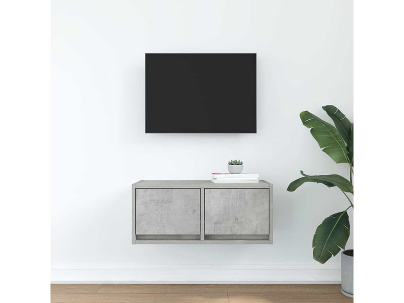  Meuble tv - banc tv - meuble de rangement gris béton 60x31x25,5 cm bois d'ingénierie  - Conforama C