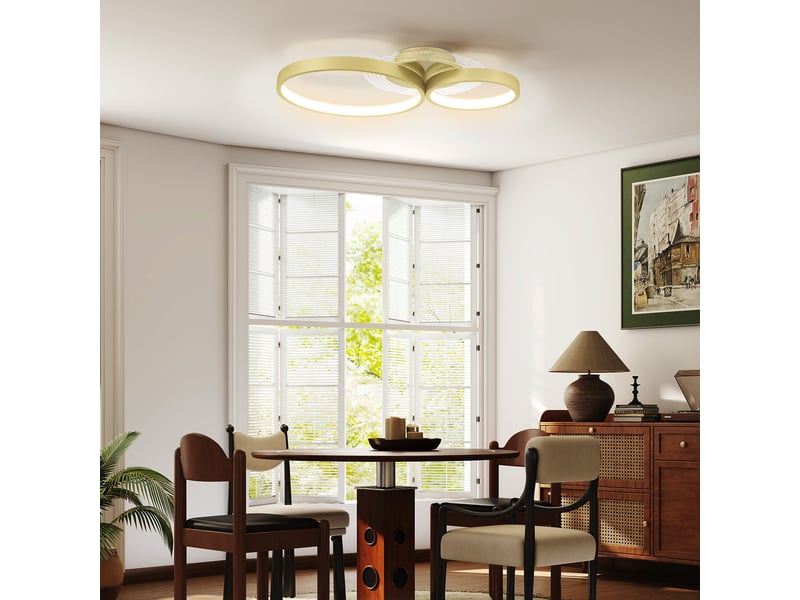  Plafonnier led 40 w, 3000 k4000 k6500 k, pour chambre, salon, cuisine, salle à manger, couleur or  - Conforama D