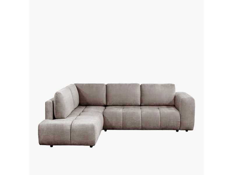  Canapé d'angle convertible en tissu taupe - angle gauche  - Conforama A