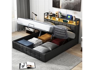 Lit coffre 140x190 cm coloris noir