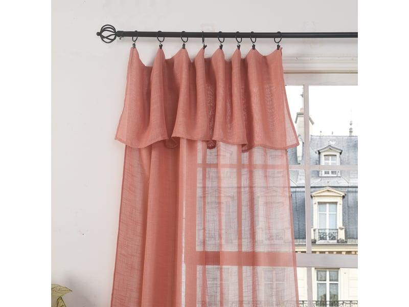  Rideau ajustable 140 x 270 cm + 8 anneaux pinces effet lin evasion rose boisé CP-EVASION-ROSEBOISE - Conforama E
