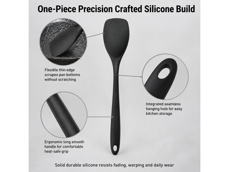  3 pcs cuillères en silicone 27 cm noir, résistantes à 210°c, antiadhésives sans rayures, ustensiles cuisine pour mélanger cuire servir CSTY-0010112TY - Conforama D