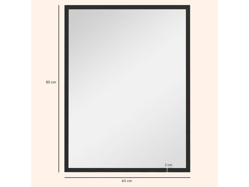  Miroir mural rectangulaire cadre en mdf noir 60 x 80 cm  - Conforama C