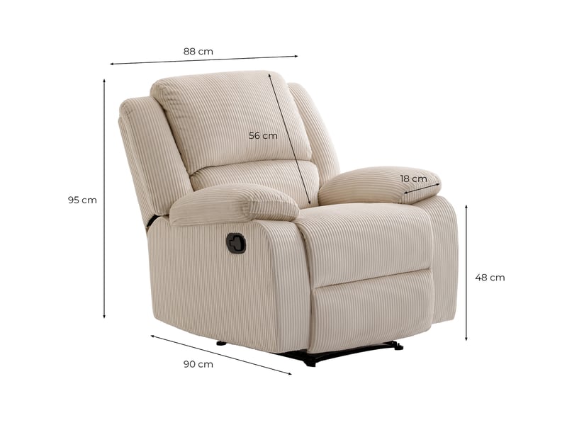 Relaxxo - fauteuil relaxation manuel leo en velours côtelé - terracotta LÉO - Conforama E