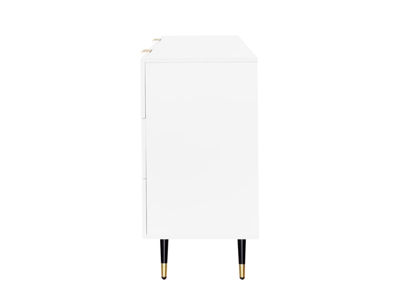 Chiffonnier 120x40x77 cm, commode avec 6 tiroirs, style moderne, aggloméré, blanc+doré - Conforama E