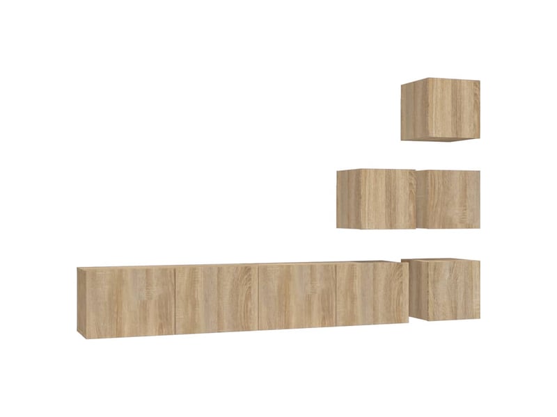  Meuble tv - banc tv - meuble de rangement mural chêne sonoma bois d'ingénierie  - Conforama A
