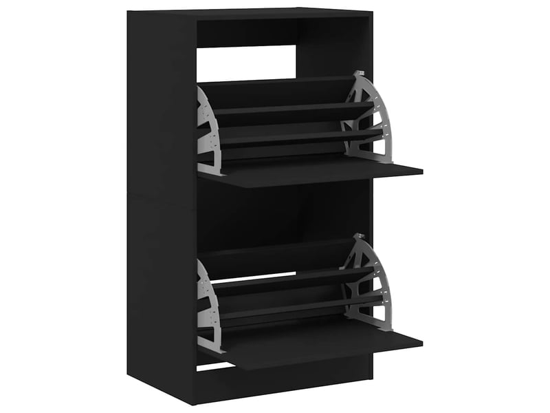  Meuble à chaussure | armoire à chaussures 2 tiroirs rabattables noir 60x42x108 cm  - Conforama E