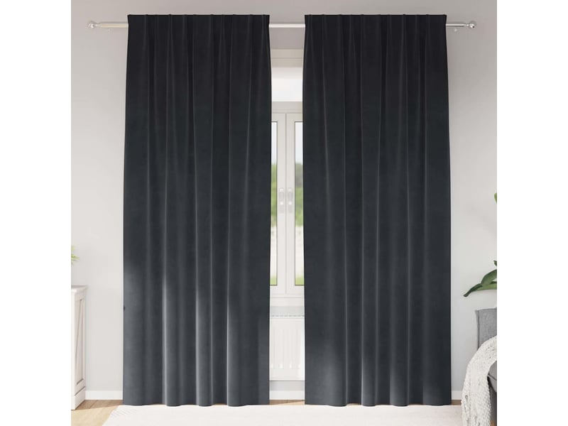 Lot de 2 rideaux, rideaux de fenêtre gris foncé 140 x 245 cm velours cf44070 - Conforama B