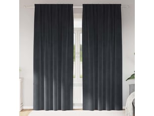 Lot de 2 rideaux, rideaux de fenêtre gris foncé 140 x 245 cm velours cf44070