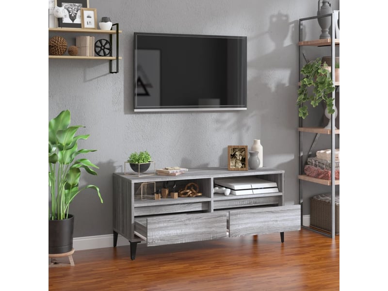  Meuble tv - banc tv - meuble de rangement sonoma gris 100x34,5x44,5 cm bois d'ingénierie  - Conforama C