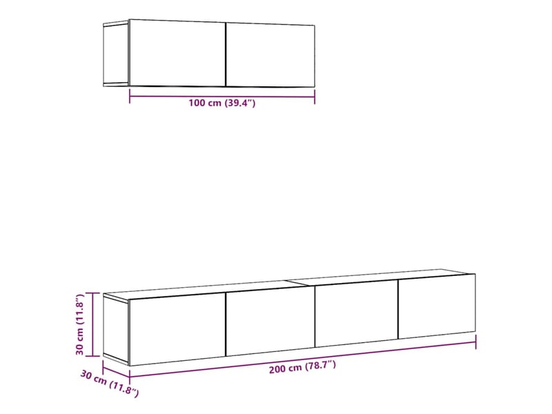  Ensemble de meubles tv 3 pcs chêne sonoma bois d'ingénierie shl34602  - Conforama E