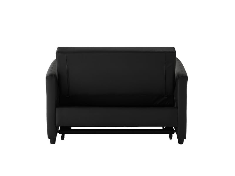  Canapé droit convertible 2 places noir antique en cuir régénéré, dossier réglable 3 positions pour petits espaces  - Conforama D