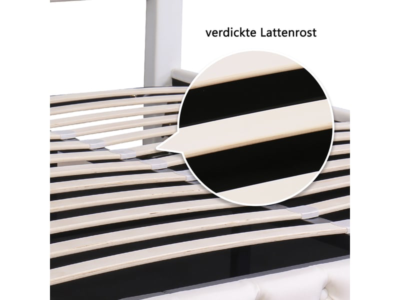  Lit double 140x200 cm avec sommier, lit 2 personnes, lit adulte avec éclairage led et tête de lit pu, blanc, cadre de lit adulte  - Conforama W