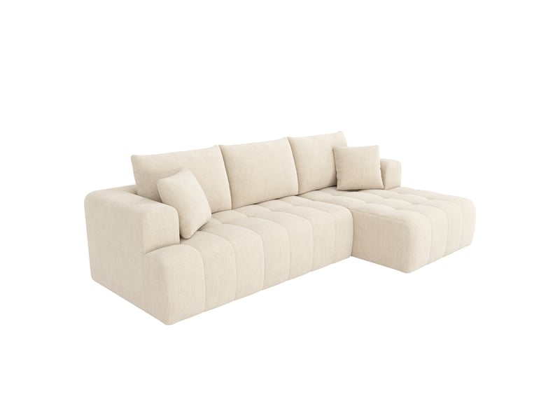 Canapé d’angle en l 3 places 244,5x136x79 cm modulable effet nuage sans structure, sans montage, assise profonde, mousse haute densité, chenille beige - Conforama A