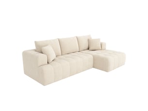 Canapé d’angle en l 3 places 244,5x136x79 cm modulable effet nuage sans structure, sans montage, assise profonde, mousse haute densité, chenille beige