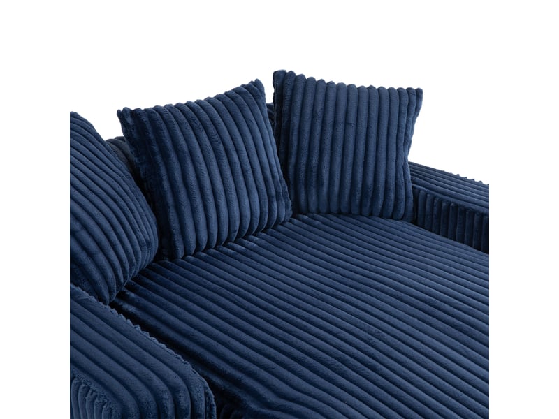 Canapé droit,canapé simple confortable en velours côtelé avec 3 oreillers moelleux,125x155x63,bleu canapé bleu - Conforama E