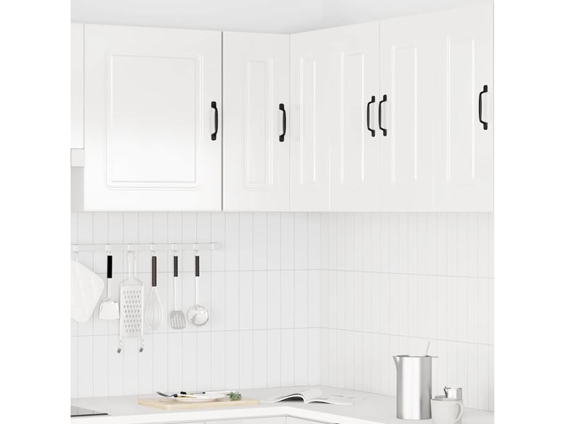 Meuble de rangement, armoire murale d'angle de cuisine kalmar blanc brillant - Conforama C