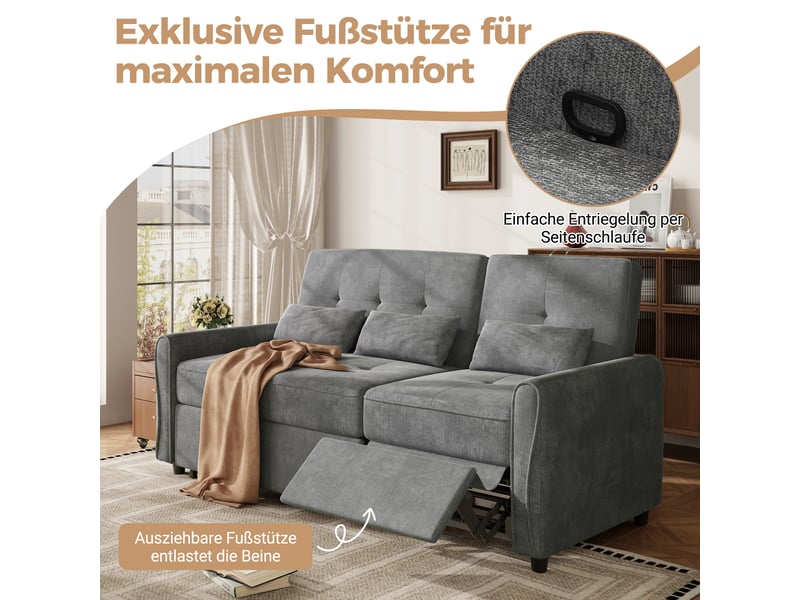  Canapé convertible 3 places en tissu chenille gris 176x148x83 cm ZR001456D - Conforama E