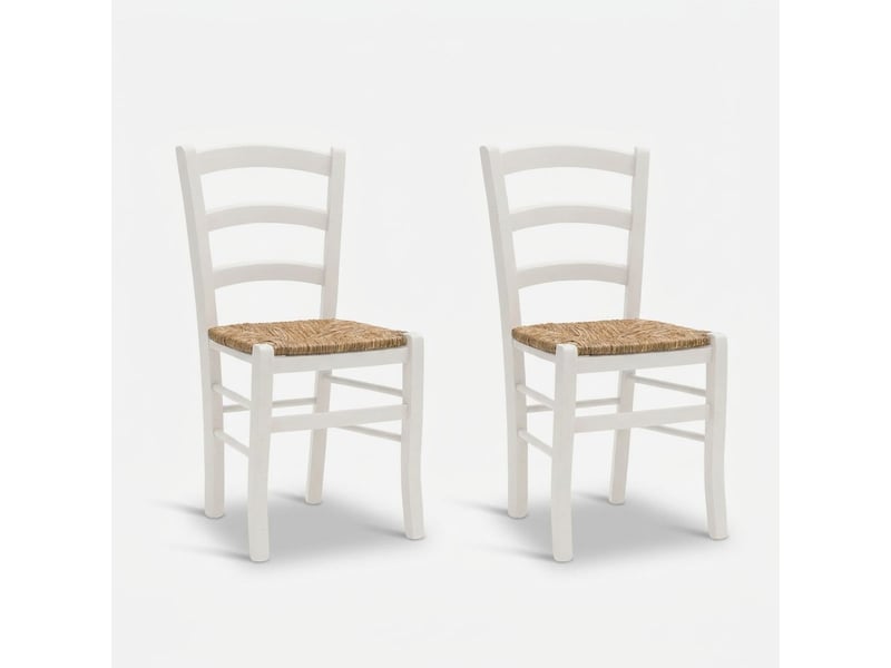  Lot de 2 chaises de salle à manger en bois massif anna - blanc  - Conforama A