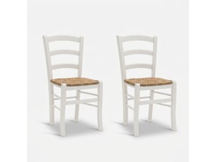 Lot de 2 chaises de salle à manger en bois massif anna - blanc