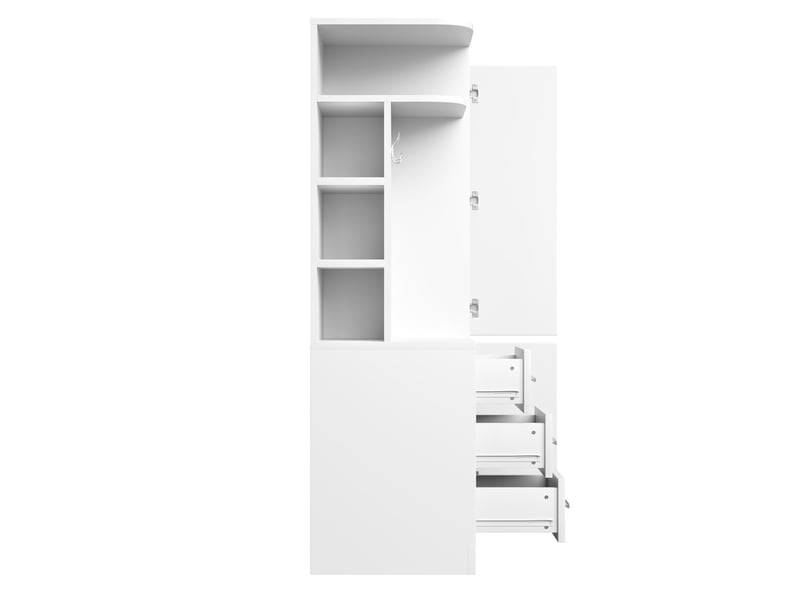  Armoire 1 porte avec tiroirs étagères et penderie blanc 70 x 50 x 170 cm LDW00638AAK - Conforama E
