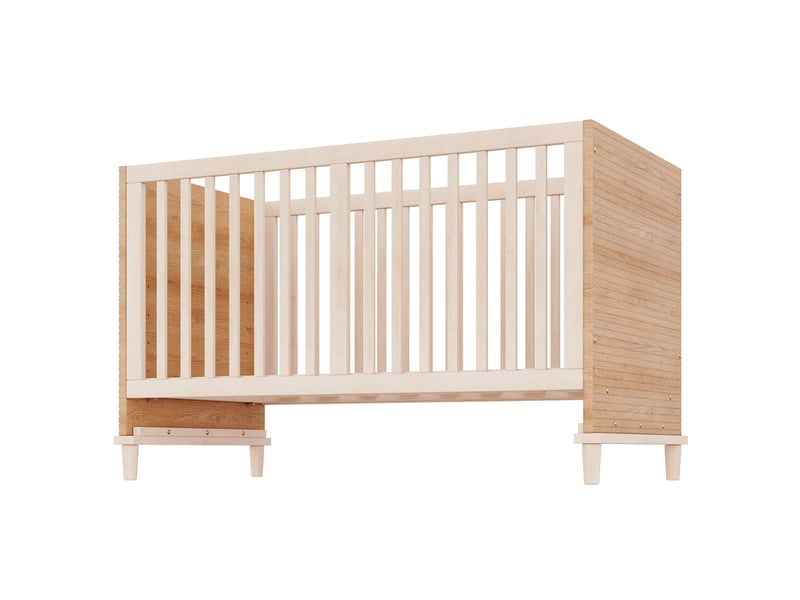  Lit bébé en bois naturel 70x140 cm, réglable en hauteur 5 niveaux, bois massif et mdf  - Conforama A