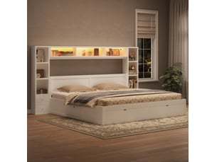 Lit avec rangement 180x200 cm OKWISH   coloris blanc