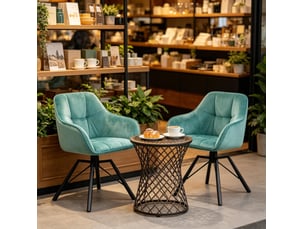 Lot de 2 chaises de salle à manger pivotantes à 360° avec accoudoirs et dossier rembourré en velours turquoise