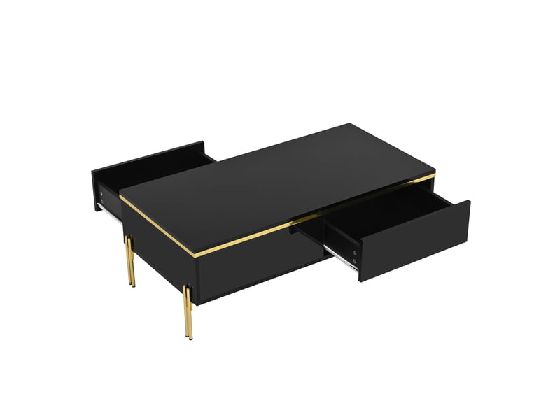  Ensemble meuble tv et table basse noir 170x38x50 cm et 100x50x36 cm panneaux particules finition brillante rangement evarich - Conforama A