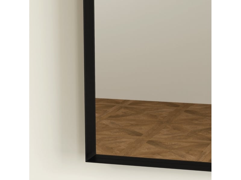  Miroir de salle de bains 50x70 cm arqué cadre en aluminium noir  - Conforama D