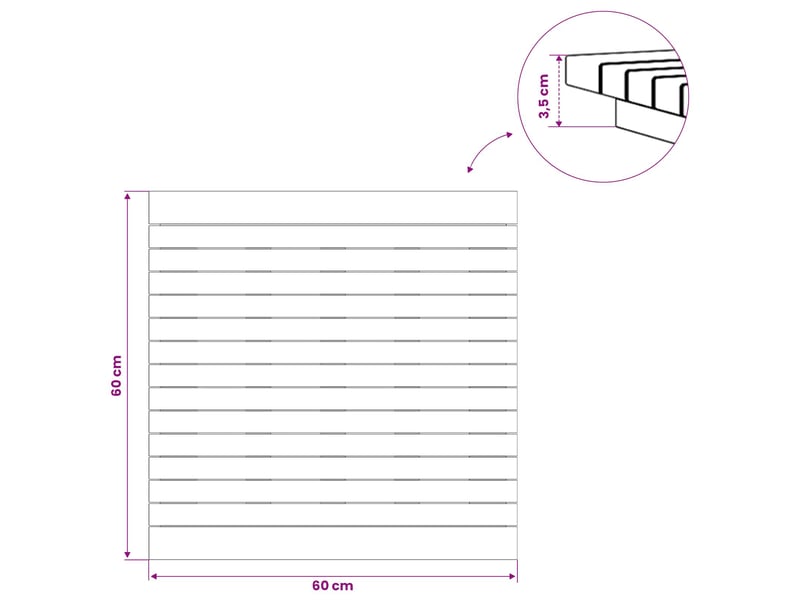  Vidaxl plateau de table 60 x 60 x 3,5 cm carré bois de teck massif  - Conforama C