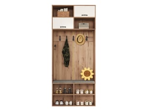 Meuble d'entrée avec 5 crochets, banc rembourré et éclairage led réglable pour hall d'entrée, 80 × 35 × 185 cm